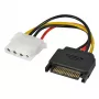 Lindy 0.15 m SATA maitinimo adapterio laidas į LP4, įvairiaspalvis, kištukas, lizdas