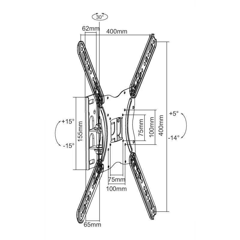 Equip 650405 judinama televizoriaus sieninė laikiklis, 23-55 coliai, 30 kg, juodas
