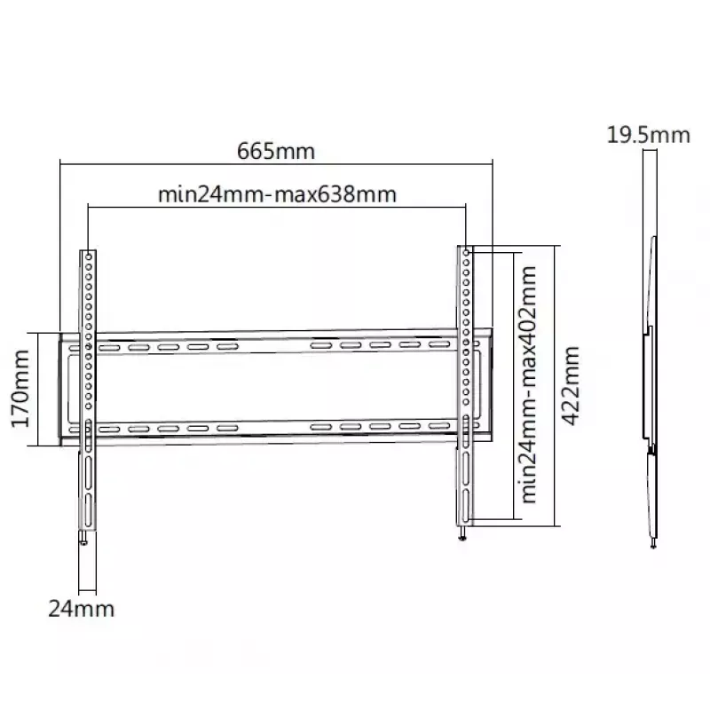 Equip 650333 fiksuotas TV laikiklis sienai 37–75 col.