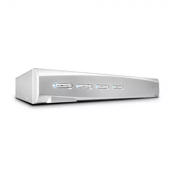 Lindy 4 Portų DVI-I Single Link KVM Switch Pro, 2048 x 1536 pikseliai, Full HD+, sidabrinis