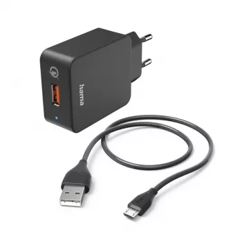 Hama 00201621 greitasis įkroviklis išmaniesiems telefonams ir planšetėms, juodas, AC, 1,5 m