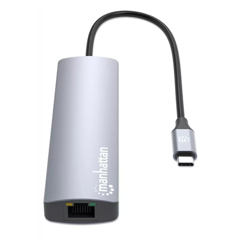 Manhattan 6-in-1 USB-C dokas / centrinė stotis – Ethernet, HDMI, USB-A (x3), USB-C su Power Delivery 100W
