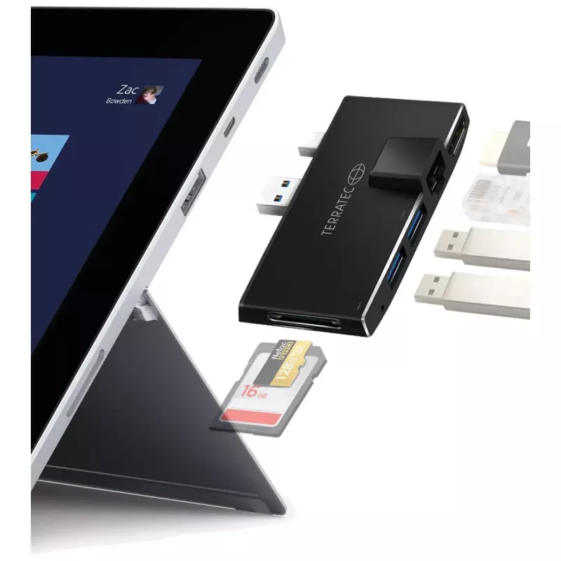 USB stotelė Terratec CONNECT Pro2, laidinė, USB 3.2 Gen 1, juoda