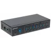 Manhattan USB-A 7 prievadų pramoninis USB mazgas, 7x USB-A, 5 Gbps (USB 3.2 Gen1), 20 kV ESD apsauga, maitinimas per A/C, magistralę ir gnybtų bloką, montavimas ant DIN bėgio ar sienos, metalinis korpusas, varžtų fiksavimas