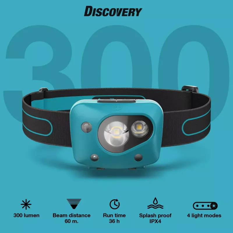 GP Lighting Discovery Teal LED 300 lm IPX4 – galvos žibintuvėlis