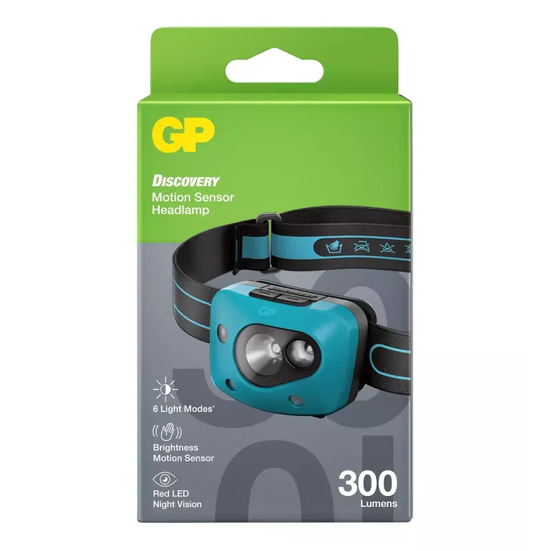 GP Lighting Discovery Teal LED 300 lm IPX4 – galvos žibintuvėlis
