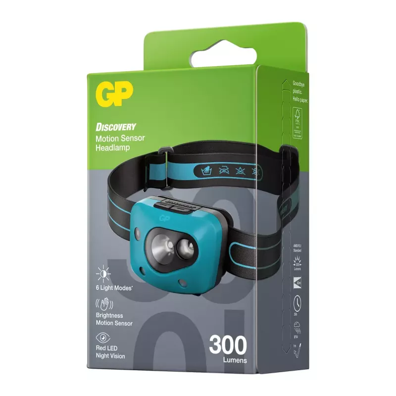 GP Lighting Discovery Teal LED 300 lm IPX4 – galvos žibintuvėlis