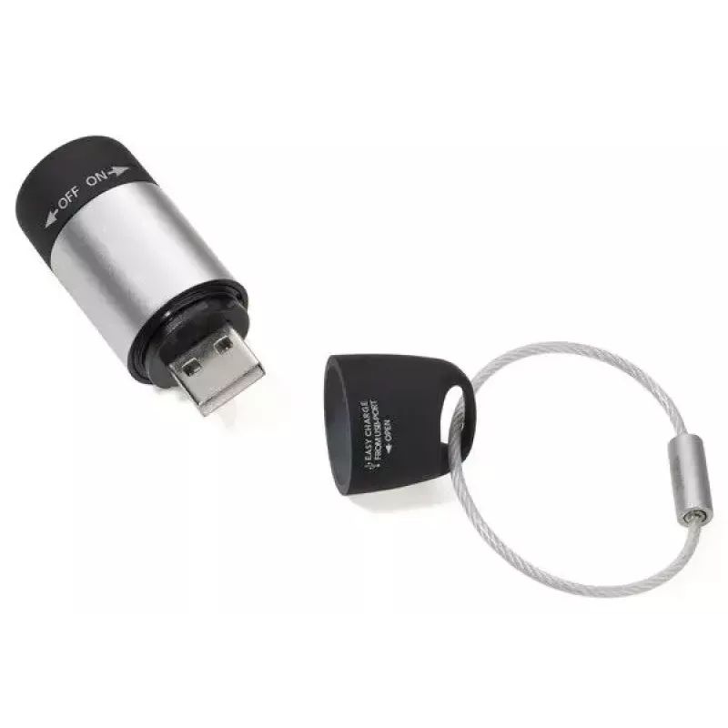 Raktų pakabuko žibintuvėlis TROIKA ECO CHARGE Juodai Pilkas LED USB