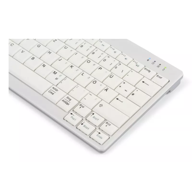 BakkerElkhuizen UltraBoard 950 V2 Wireless UK Qwerty, belaidė klaviatūra be skaičių bloko, 80-87%, laidinis ir belaidis, USB + Bluetooth, žirklinis mechanizmas, QWERTY, tamsiai pilka, šviesiai pilka