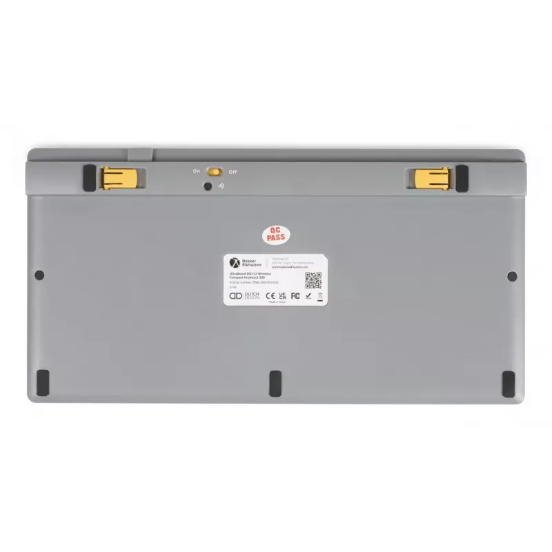 BakkerElkhuizen UltraBoard 950 V2 Wireless UK Qwerty, belaidė klaviatūra be skaičių bloko, 80-87%, laidinis ir belaidis, USB + Bluetooth, žirklinis mechanizmas, QWERTY, tamsiai pilka, šviesiai pilka
