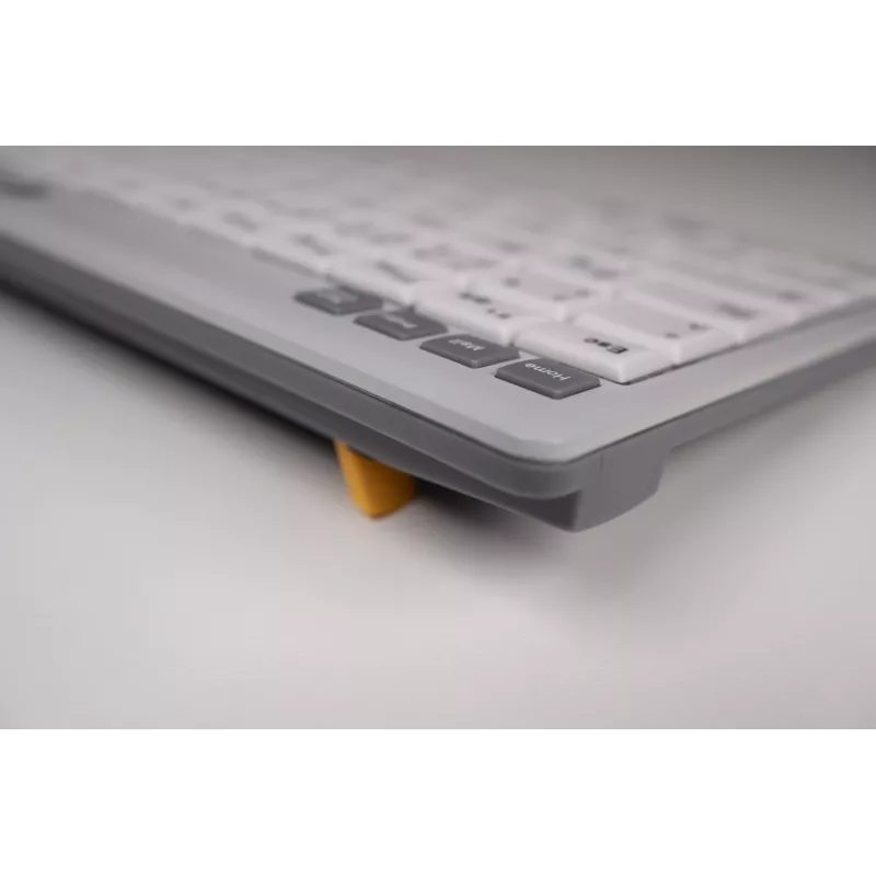 BakkerElkhuizen UltraBoard 950 V2 Wireless UK Qwerty, belaidė klaviatūra be skaičių bloko, 80-87%, laidinis ir belaidis, USB + Bluetooth, žirklinis mechanizmas, QWERTY, tamsiai pilka, šviesiai pilka