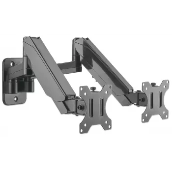 Manhattan Universal Dual TV ir monitorių laikiklis (dujinė spyruoklė, pilnas judesys), 17–32 colių, VESA 75x75 ir 100x100 mm, juodas