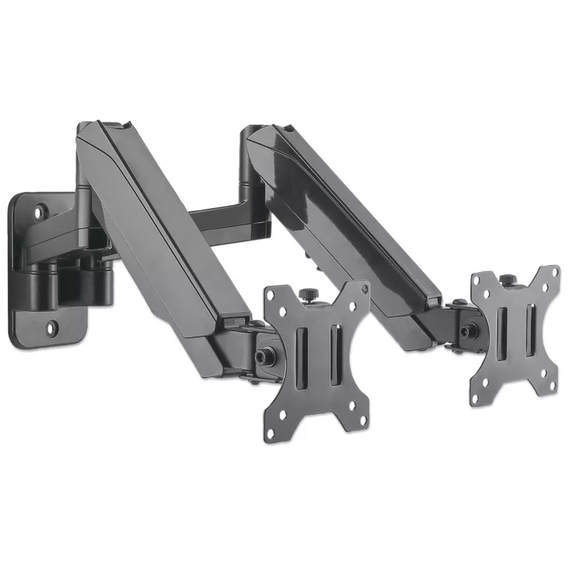 Manhattan Universal Dual TV ir monitorių laikiklis (dujinė spyruoklė, pilnas judesys), 17–32 colių, VESA 75x75 ir 100x100 mm, juodas