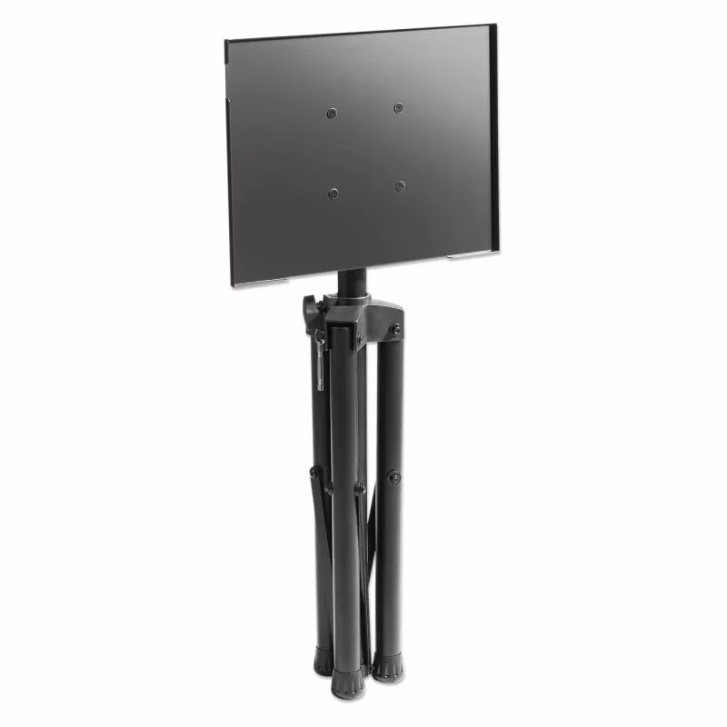 Manhattan Tripod Floor Mount – mobilus stovas televizoriui, monitoriui, projektoriui, nešiojamam kompiuteriui, 13–32 colių ekranams, VESA 75x75 ir 100x100 mm, maks. 15 kg, aukščio reguliavimas, juodas