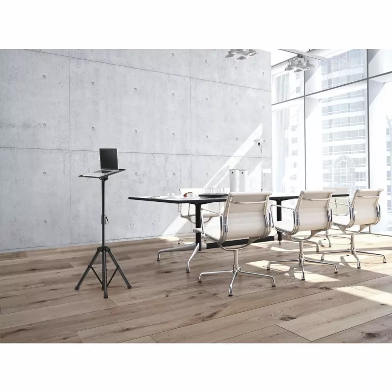 Manhattan Tripod Floor Mount – mobilus stovas televizoriui, monitoriui, projektoriui, nešiojamam kompiuteriui, 13–32 colių ekranams, VESA 75x75 ir 100x100 mm, maks. 15 kg, aukščio reguliavimas, juodas