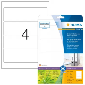 Lipnūs etikečių lapai HERMA 10746 Balti 19,2x6,1 cm 80 etikečių