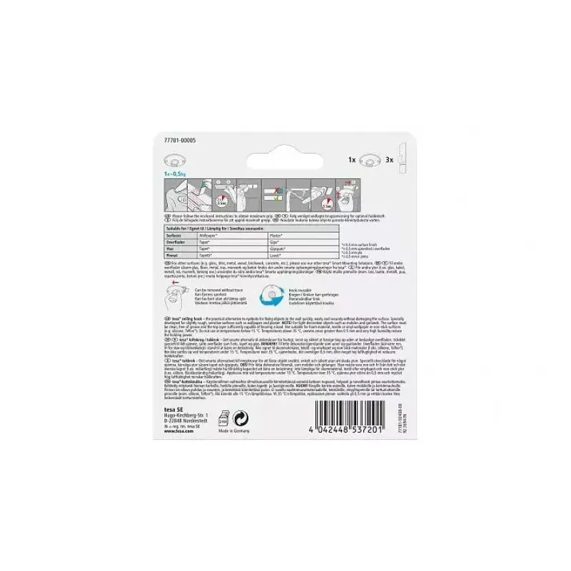 TESA 77781 lubų kabliukas su sukamuoju žiedu Baltas 1 vnt.