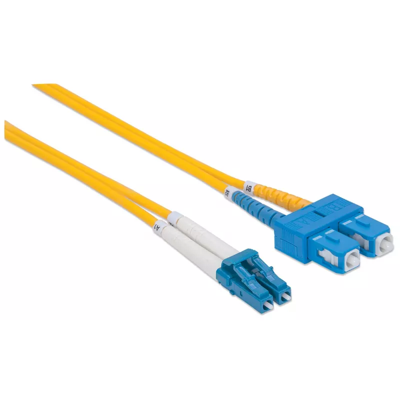 Intellinet Fiber Optic Patch Cable, OS2, LC/SC, 2m, Geltona, Duplex, Vienmodis, 9/125 µm, LSZH, Pluoštas, Viso gyvenimo garantija
