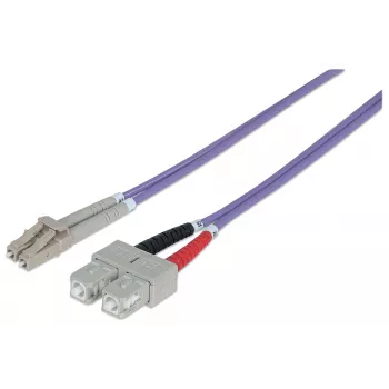 Intellinet Fiber Optic Patch Cable OM4 LC/SC 3m Violet Duplex Multimode 50/125 µm LSZH šviesolaidinis laidas, viso gyvenimo garantija