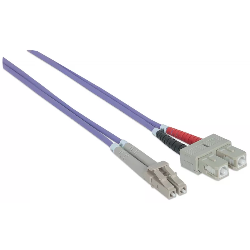 Intellinet Fiber Optic Patch Cable OM4 LC/SC 3m Violet Duplex Multimode 50/125 µm LSZH šviesolaidinis laidas, viso gyvenimo garantija