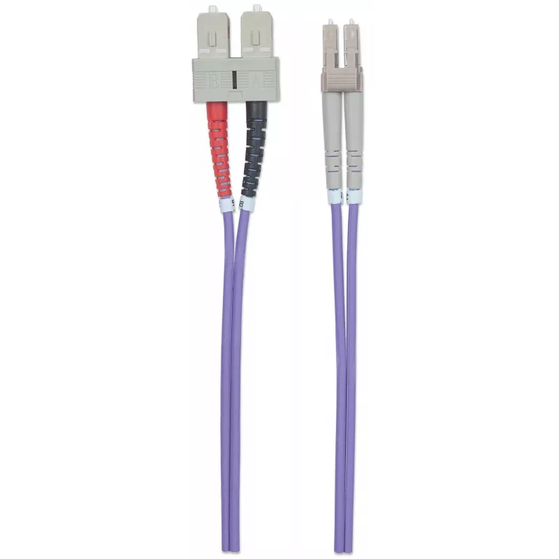 Intellinet Fiber Optic Patch Cable OM4 LC/SC 3m Violet Duplex Multimode 50/125 µm LSZH šviesolaidinis laidas, viso gyvenimo garantija