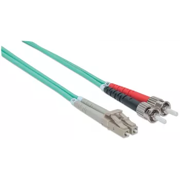 Intellinet Fiber Optic Patch Cable OM3 ST/LC 1m Aqua Duplex Multimode 50/125 µm LSZH