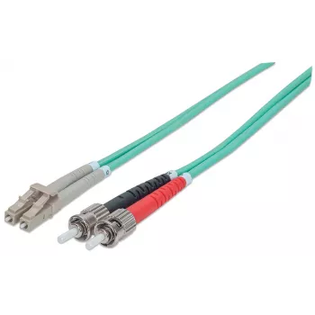 Intellinet Fiber Optic Patch Cable OM3 ST/LC 5m Aqua Duplex Multimode 50/125 µm LSZH
