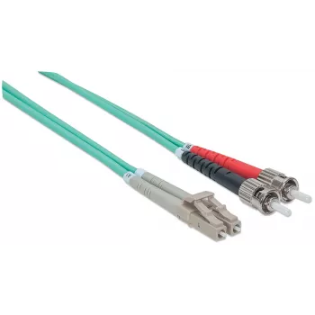 Intellinet Fiber Optic Patch Cable OM3 ST/LC 5m Aqua Duplex Multimode 50/125 µm LSZH