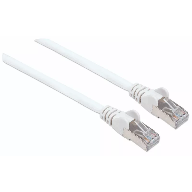 Intellinet tinklo jungiamasis laidas Cat7/Cat6A kištukai, 15 m, baltas, varinis, S/FTP, LSOH/LSZH, RJ45, auksuoti kontaktai, be užkliuvimo, su apsauginiu gaubteliu, viso gyvenimo garantija