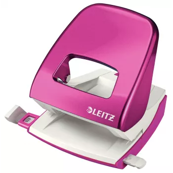 Leitz NeXXt WOW 5008 metalinis 2 skylučių perforatorius 30 lapų, rožinė/balta