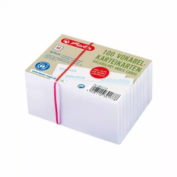 Herlitz 50041152 indeksinės kortelės, 100 vnt., 200 g/m², baltos, su linijomis
