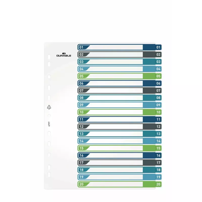 Durable 679727 Blank tab index 245x305 mm daugiaspalviai polipropileniniai skirtukai