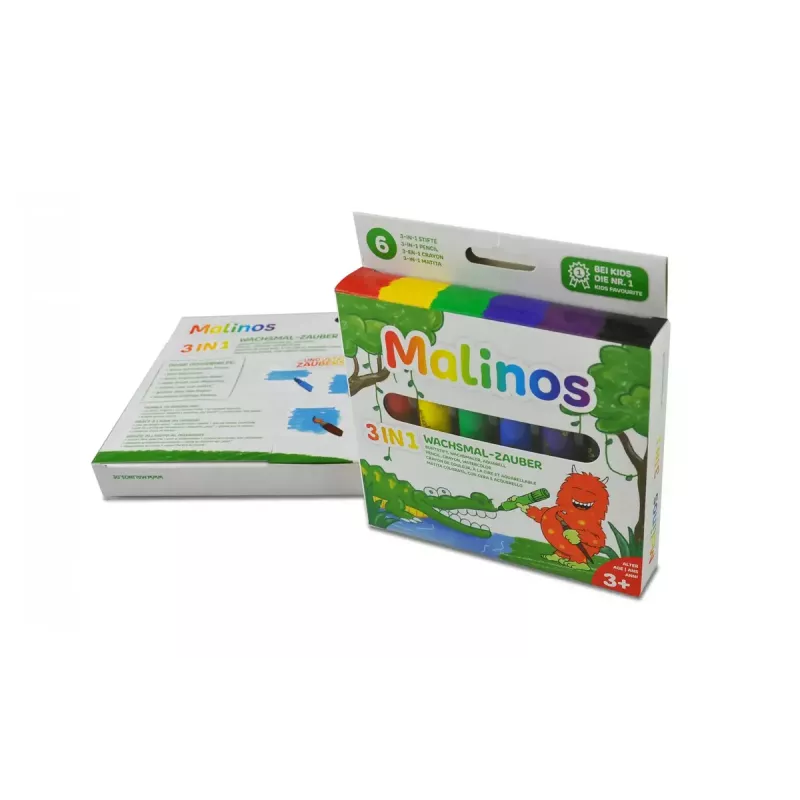 Crayon Malinos 301036 6 spalvų įvairiaspalviai juoda mėlyna žalia raudona violetinė geltona