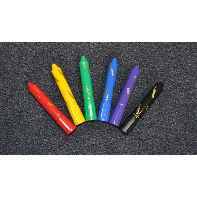 Crayon Malinos 301036 6 spalvų įvairiaspalviai juoda mėlyna žalia raudona violetinė geltona