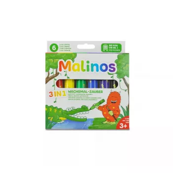 Crayon Malinos 301036 6 spalvų įvairiaspalviai juoda mėlyna žalia raudona violetinė geltona
