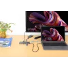 Manhattan USB-C Dock/Hub su kortelių skaitytuvu, 7 prievadai: Ethernet, HDMI, USB-A (x3) ir USB-C (x2), su Power Delivery (PD) 100W – reikalingas išorinis USB-C įkroviklis (neįtrauktas). Maitinamas per USB (nereikia išorinio maitinimo šaltinio), kai PD ne