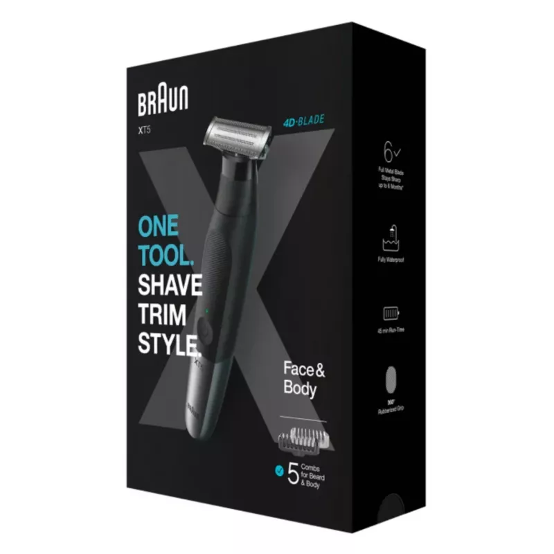Braun XT5100 vyriškas plaukų kirpimo mašinėlė ir skustuvas, juoda/sidabrinė