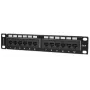 Intellinet Patch Panel, Cat6, 10 colių, UTP, 1U, 12 prievadų, juoda