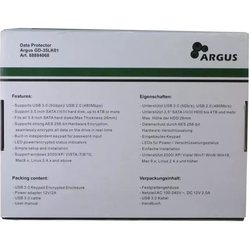 Išorinis HDD dėklas Inter-Tech Argus GD-35LK01 juodas 3.5 colio