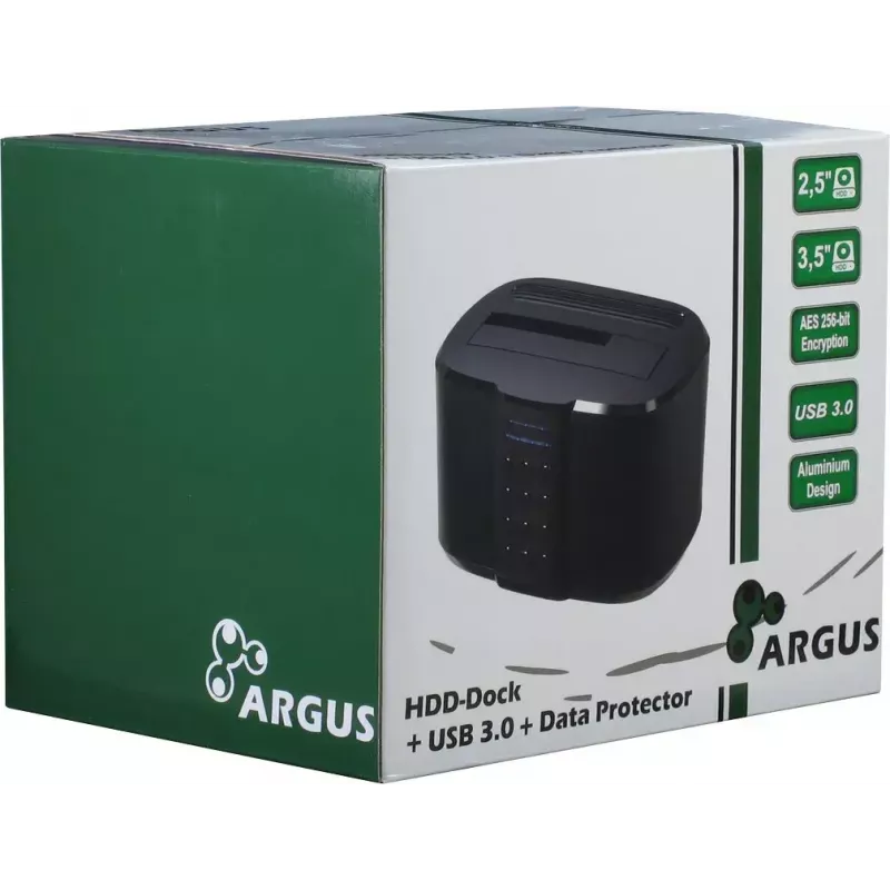 Inter-Tech 88884070 stacionarus diskų dokas 2.5 inch / 3.5 inch SATA HDD/SSD, USB 3.2 Gen 1, aliuminis, juodas