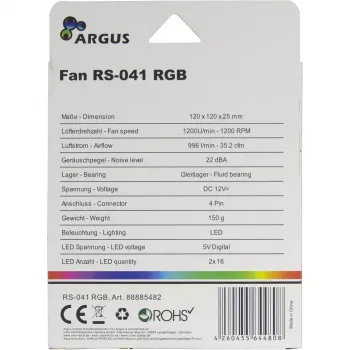 Ventiliatorius Inter-Tech RS-041 RGB 12 cm juodas