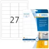 Lipnios etiketės HERMA A4 63,5x29,6 mm balta matinė plėvelė atspari orui 270 vnt.