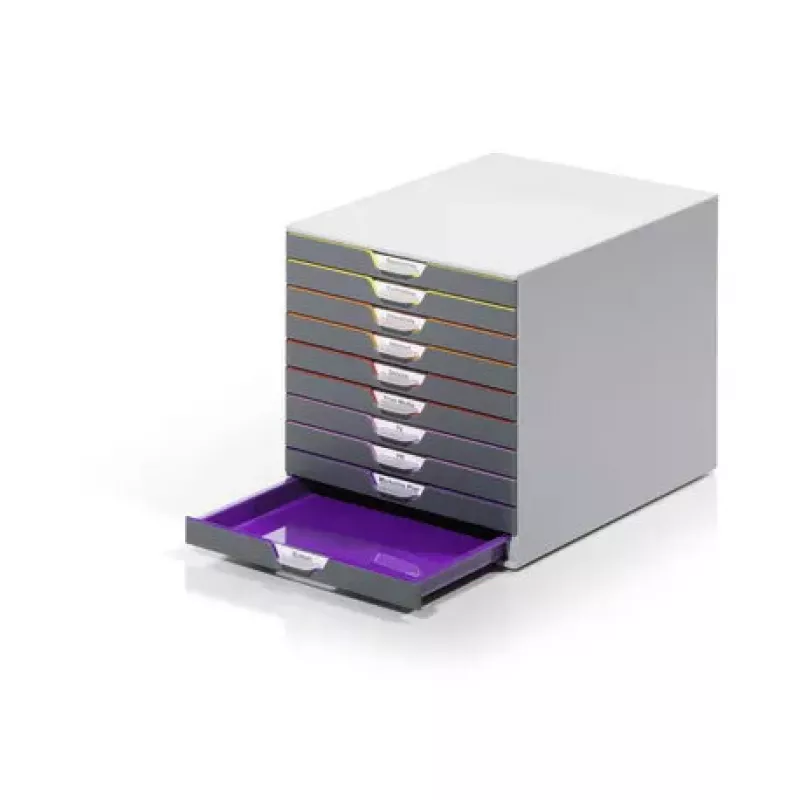 Durable VARICOLOR 10 plastikinė daugiaspalvė C4 dėžutė su stalčiais