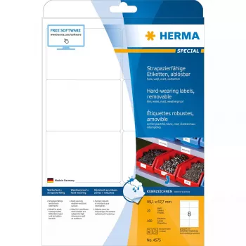 Lipni etiketė HERMA 4575 Nuimama Balta 160 vnt