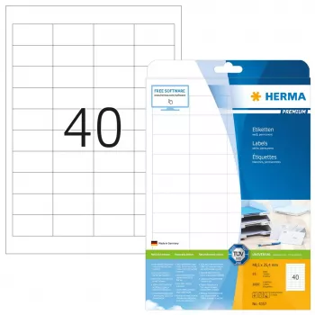 Lipnūs etikečių lapai HERMA Labels Premium A4 48,5x25,4 mm