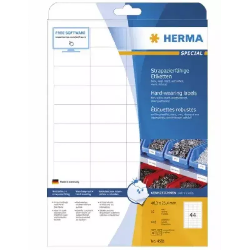 Lipnių etikečių lapai HERMA 4581, A4, 440 vnt.