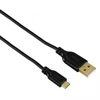 Hama 0,75 m USB 2.0 laidas USB A – Micro-USB B, juodas