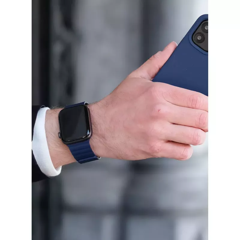 Juoda mėlyna magnetinė Apple Watch apyrankė iš silikono Decoded D21AWS44TS3SMNY