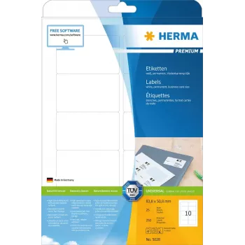 Lipnių etikečių lapai HERMA Labels Premium A4 83,8x50,8 mm