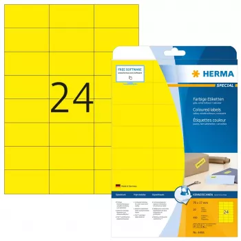 Lipnios etiketės spausdintuvui HERMA Spalvotos etiketės A4 70x37 mm geltonos